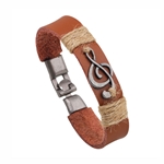 Aim/Albert Elov Brown Leather G Clef Bracelet