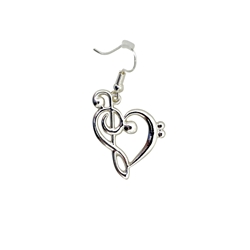 Aim/Albert Elov Silver G-Clef Heart Earrings