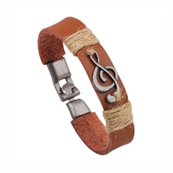 Aim/Albert Elov Brown Leather G Clef Bracelet